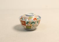 明治前期色絵松梅菊図飯茶碗
