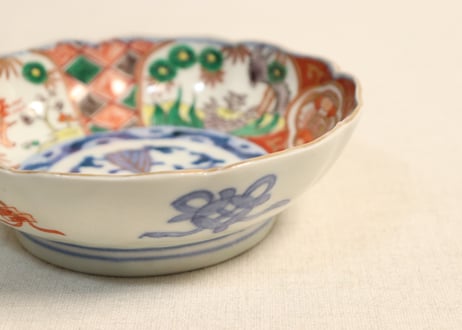 明治前期色絵鶴亀図なます皿②薄め