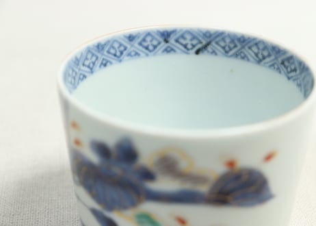江戸後期色絵秋海棠図猪口①