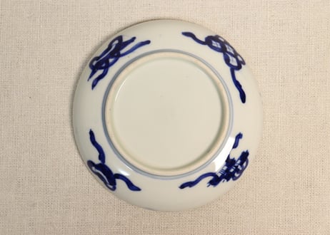 明治前期ベロ藍鳳凰図通り物小皿