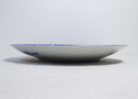 明治後期~大正銅判山水と菊と牡丹図大皿 高台ひっつき