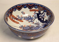 明治前期青絵金彩四君子図9寸鉢