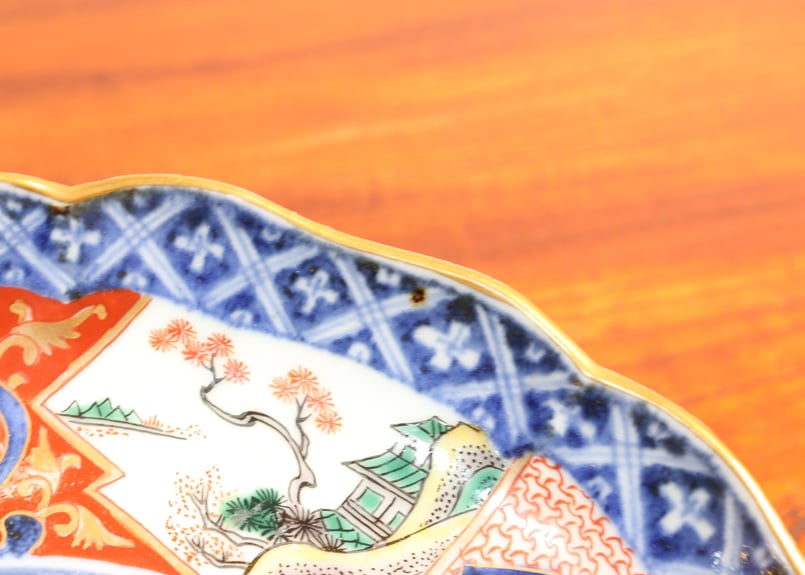 江戸中期色絵山水と牡丹図7寸皿 5客組 | 吉祥寺PukuPuku