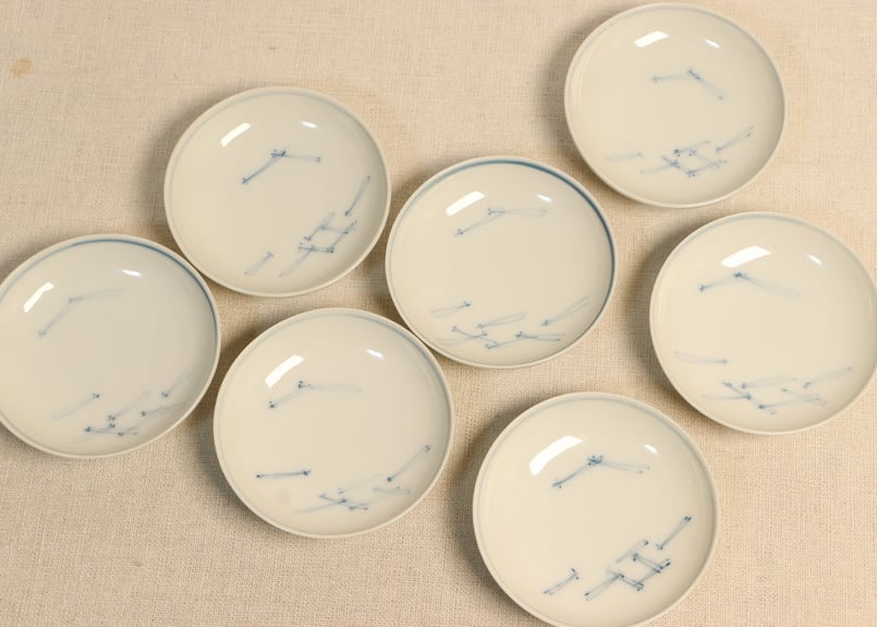 大正~昭和戦前染付松葉図小皿 | 吉祥寺PukuPuku