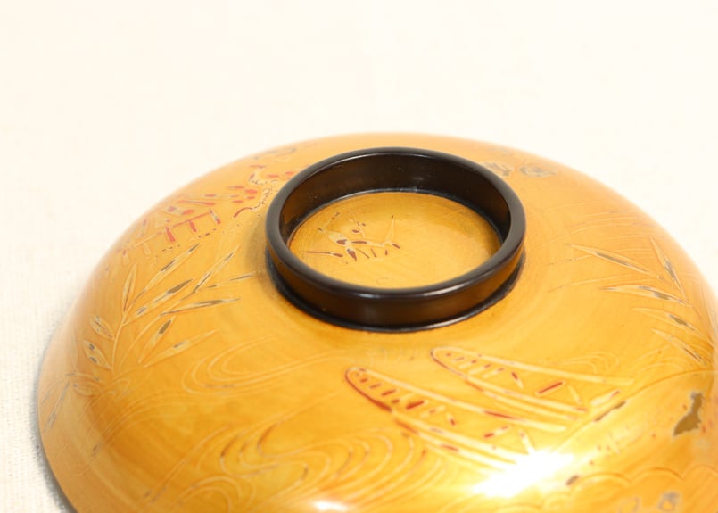 明治～大正内黒金塗蒔絵川辺図吸物椀 | 吉祥寺PukuPuku