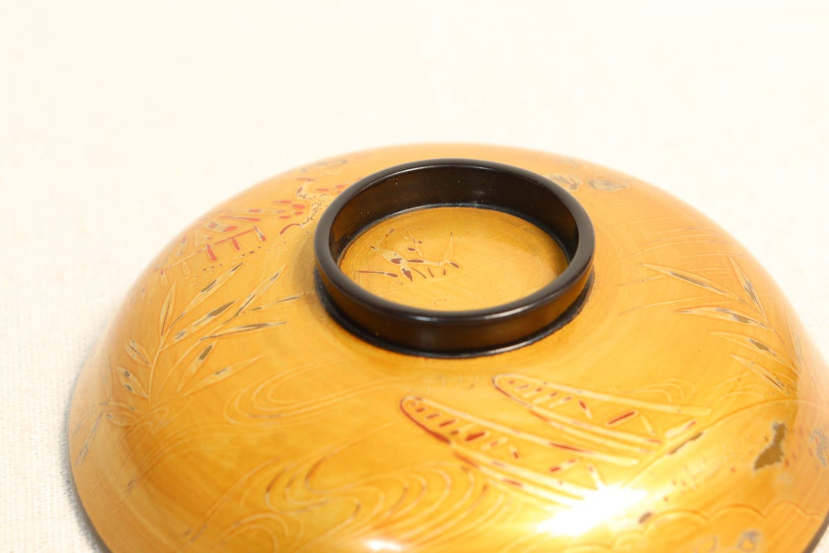 明治～大正内黒金塗蒔絵川辺図吸物椀 | 吉祥寺PukuPuku