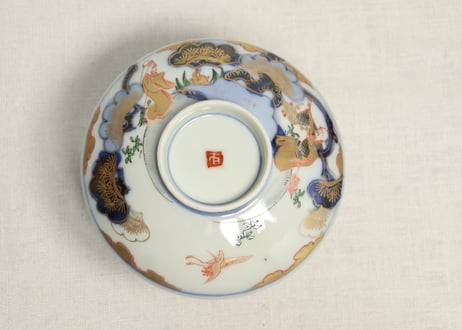 明治前期色絵高砂図通り物蒸茶碗