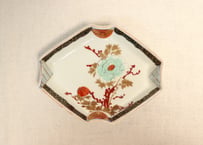 明治前期色絵牡丹図菱型皿