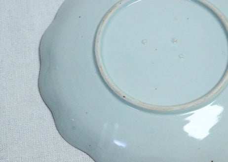 江戸幕末染付金魚図７寸皿➁　小ホツ
