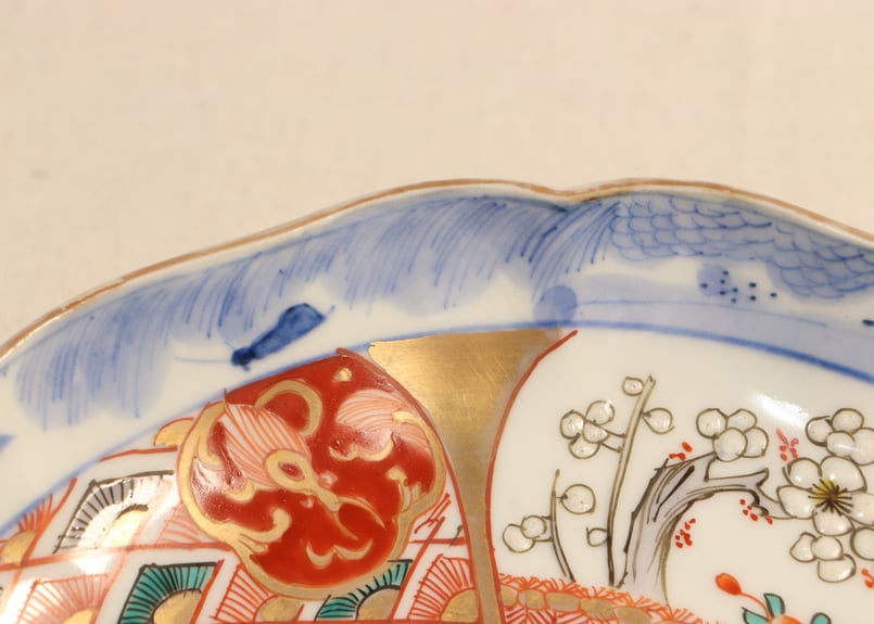 明治前期色絵柴垣に梅と龍図通り物7寸皿 | 吉祥寺PukuPuku