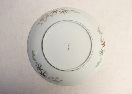 明治前期九谷焼色絵高砂図8寸皿