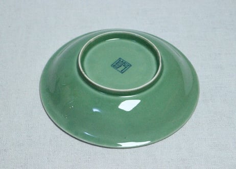 明治前期青磁色絵紅葉図5寸皿