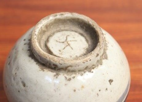 江戸中期染付竹梅図油壷(鉄線取手付)