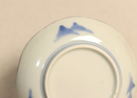 江戸幕末染付山水図小皿
