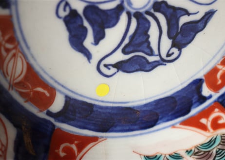 明治前期色絵三方に兎図三つ組鉢 中にニュウ,大にホツ
