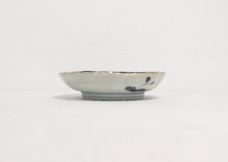 江戸幕末赤絵金彩秋海棠図通り物小皿