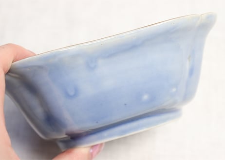 江戸中期瑠璃釉色絵人参と草花図角なます皿５客組 １客あたり傷