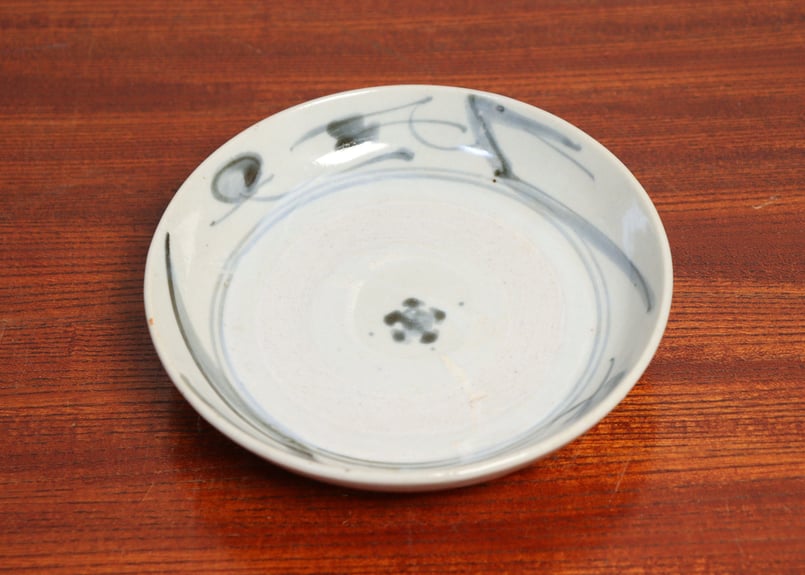 染付花口皿5点②　福禄図　漢詩文添　送料込み1220 染付花口皿5点② 福禄図 漢詩文添 送料込み