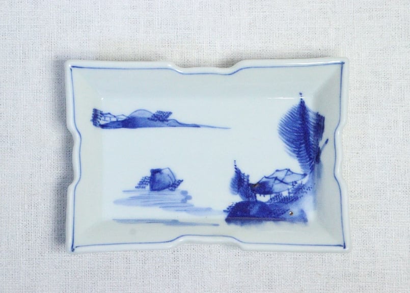 新品　美濃焼　庫山窯　染付山水図　長角皿5枚　焼物　刺身　天ぷらなど多用途 大正～昭和戦前染付山水図長角皿 | 吉祥寺PukuPuku