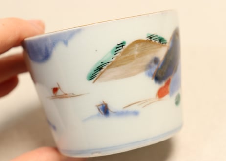 江戸後期色絵山水図猪口①