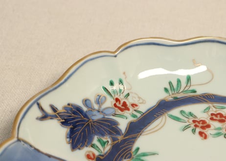 江戸中期色絵桐に蔦花図7寸皿②フリモノ