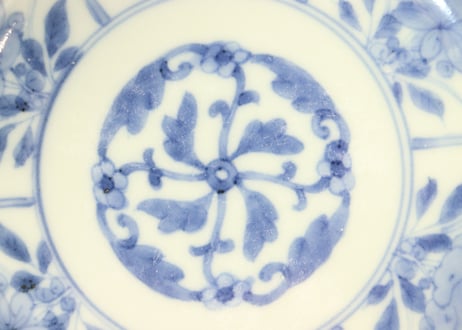 明治前期染付六方草花図5寸皿