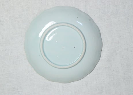 江戸幕末染付氷裂に富士と鶴図7寸皿