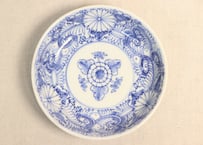 江戸幕末線描き花と唐草図なます皿