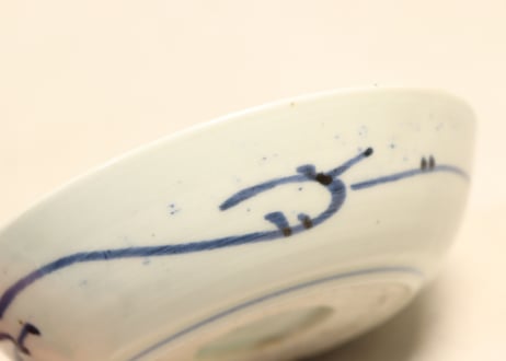 江戸後期染付撫子図なます皿②濃いめ　かたつき,フリモノ