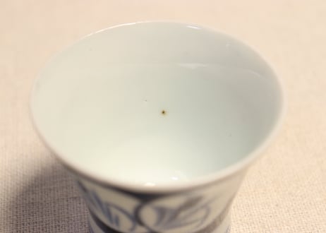 江戸後期染付草花図窓絵広東型小向付 5客組