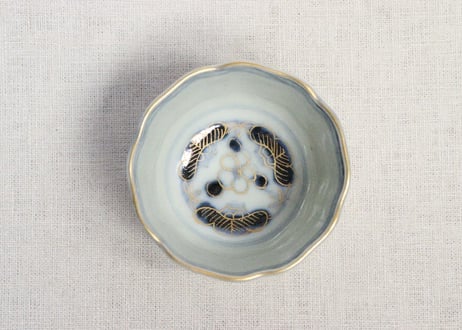 明治前期色絵扇面に菊図通り物向付