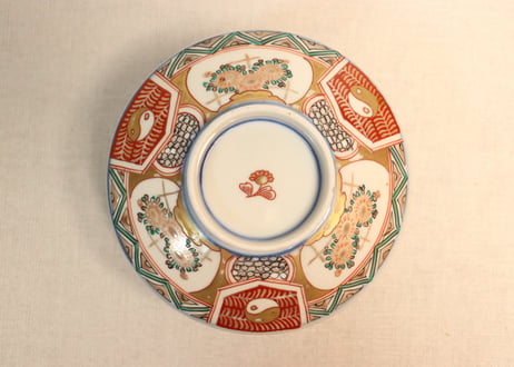 明治前期色絵三方菊図蒸茶碗