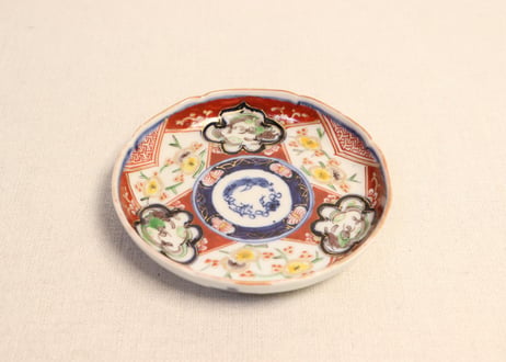 明治前期色絵梅と団龍図小皿