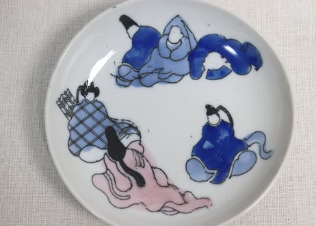 明治後期～大正銅判六歌仙図小皿