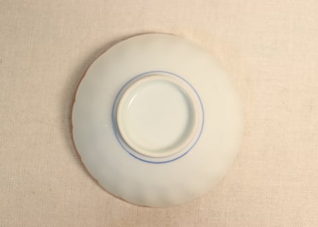 明治後期～大正赤絵金彩菊花型小鉢