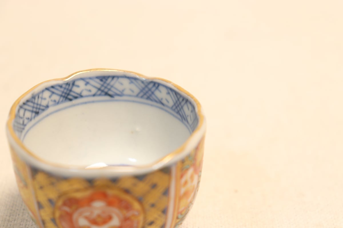 明治前期色絵桃と鶴図通り物小向付 | 吉祥寺PukuPuku