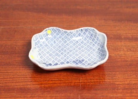 江戸中期紙刷古印判小紋図糸巻き型小皿② ノミホツ
