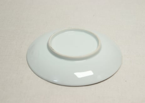 昭和戦前色絵プリント菊と竹林図6寸皿
