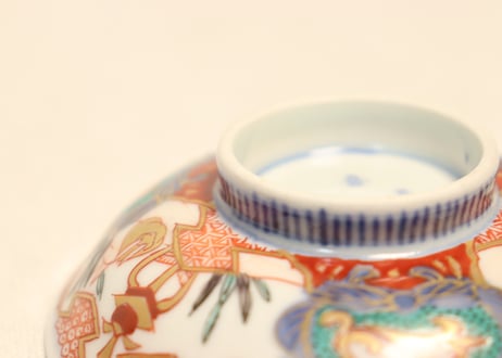 明治前期色絵兎図通り物飯茶碗③少甘手