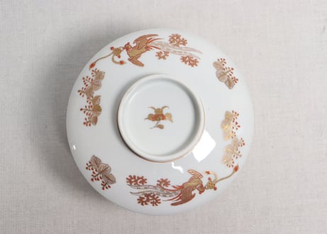 明治前期赤絵金彩桐と鳳凰図蒸茶碗