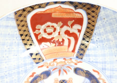 明治前期色絵松竹梅と牡丹図6寸鉢