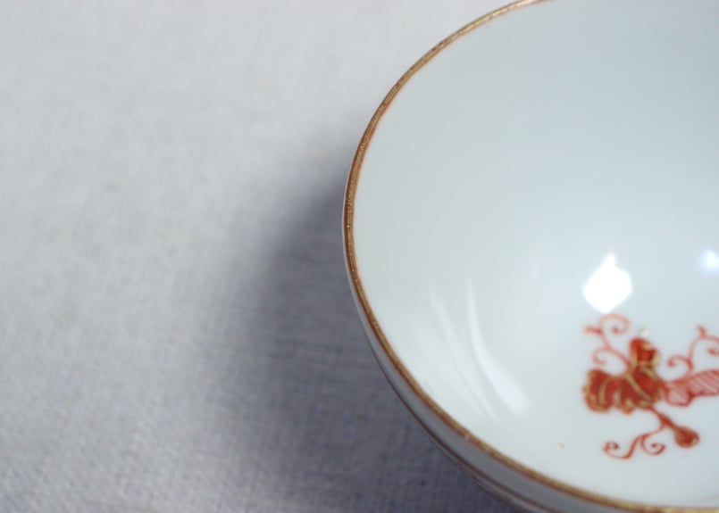 江戸幕末九谷焼赤絵瓢箪と人物図煎茶碗 5客組 | 吉祥寺PukuPuku