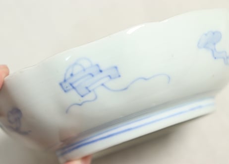 明治前期色絵鶴と松竹梅図通り物なます皿