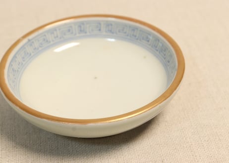 江戸幕末金彩朝顔と山水図飯茶碗