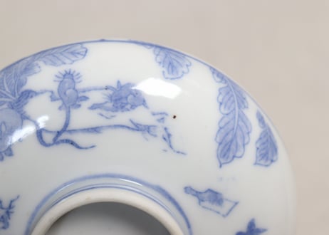 明治後期～大正銅判鼠大根図蓋茶碗②フリモノ