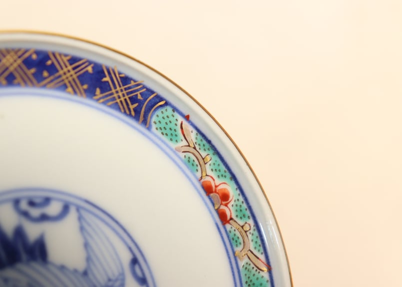 明治後期～大正大聖寺焼色絵雲鶴と松竹梅図つぼ碗 | 吉祥寺PukuPuku