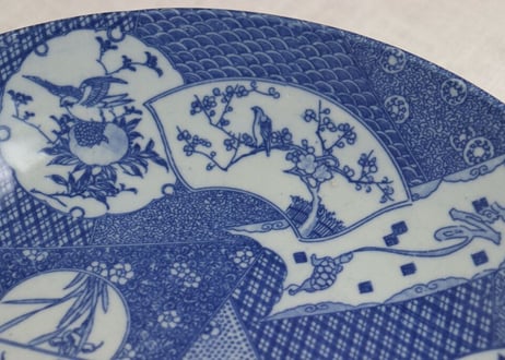 明治後期~大正銅判窓絵散らし図尺皿