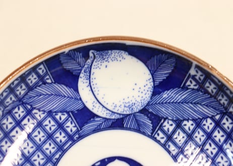 明治後期～大正銅判桃図5寸皿