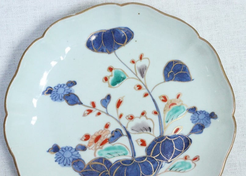 ◆染付菊形輪花皿7枚 花文 小皿中皿 旧家蔵出し品 美品 江戸幕末期〜明治初期◆ CATEGORY 染付 | 吉祥寺PukuPuku
