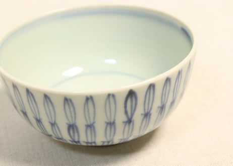 江戸中期染付木賊文蓋茶碗 蓋シミ